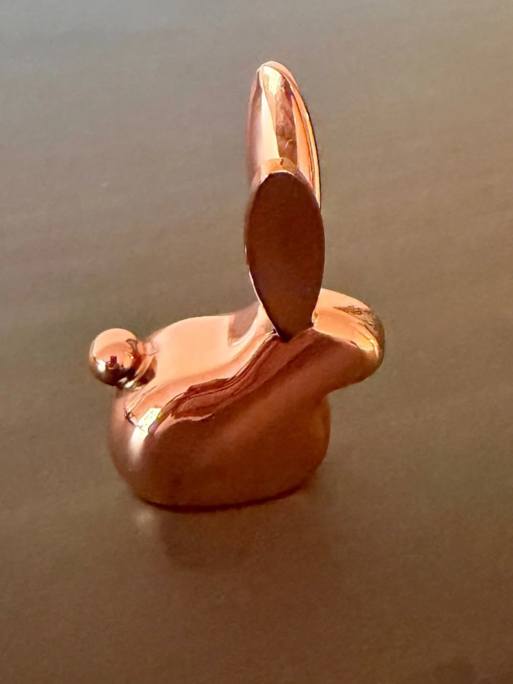 Rose Gold Bunny Ring Holder | Cute Copper Tone Metal Rabbit Jewelry Dish Stand